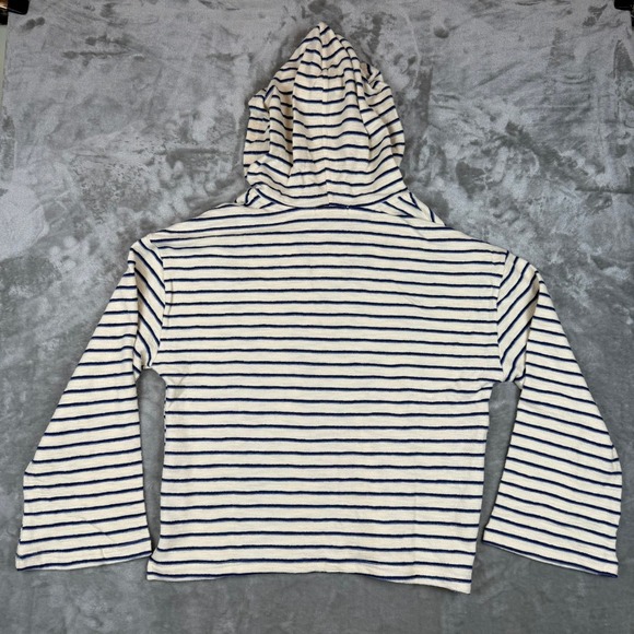 Marine Layer Playa Hoodie Women Small Blue Cream Striped *No Drawstring* $98 NWT - Picture 4 of 6